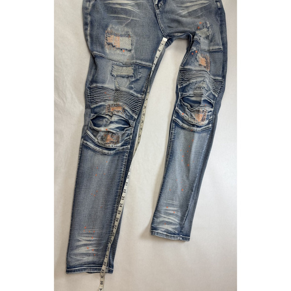 Switch Remarkable Stacked Jeans Streetwear Distressed Slim Taper Fit Paint 40*34 - Picture 6 of 9